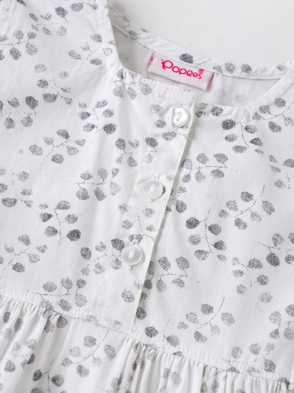 Popees Baby Girls Cotton Dress with Flutter Sleeves| White| 3-36 Months