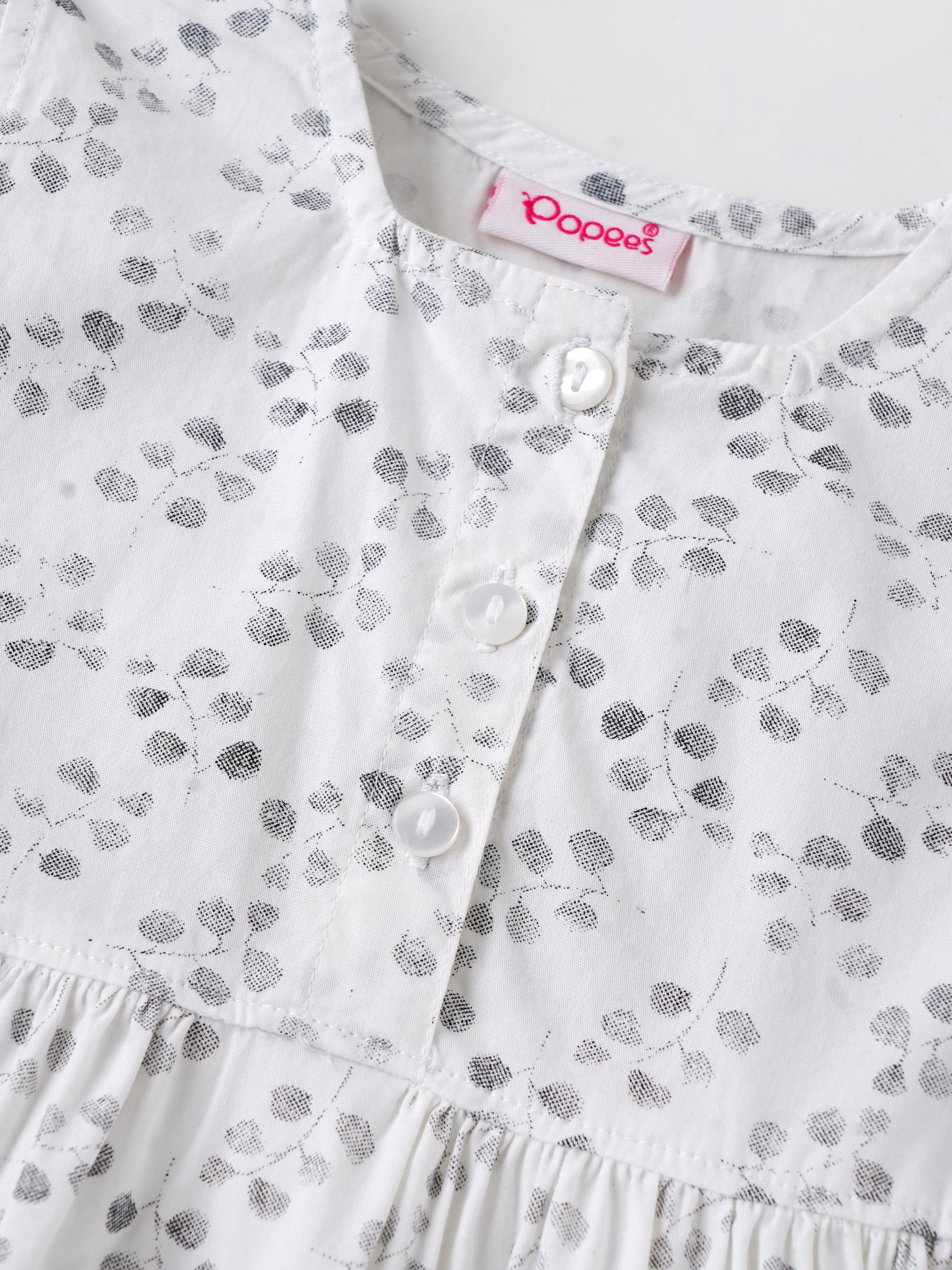 Popees Baby Girls Cotton Dress with Flutter Sleeves| White| 3-36 Months