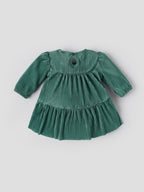 Popees Baby Girls Teal Green Pleated Full Sleeve Party Dress| 3 Months–36 Months