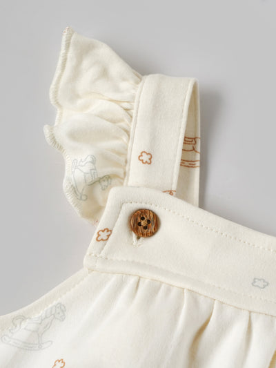 Popees Girls Sleeveless Front Open Dress (3-24 Months) Made of Organic Bamboo Cotton Fabric