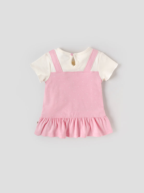 Popees Girls Half-Sleeve Back Open Dress (3-24 Months) Made of Organic Bamboo Cotton Fabric