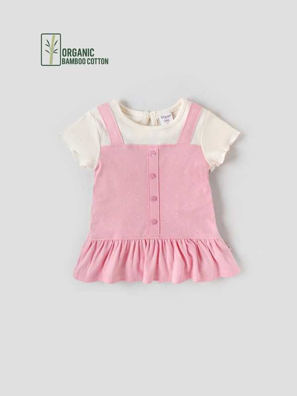 Popees Girls Half-Sleeve Back Open Dress (3-24 Months) Made of Organic Bamboo Cotton Fabric