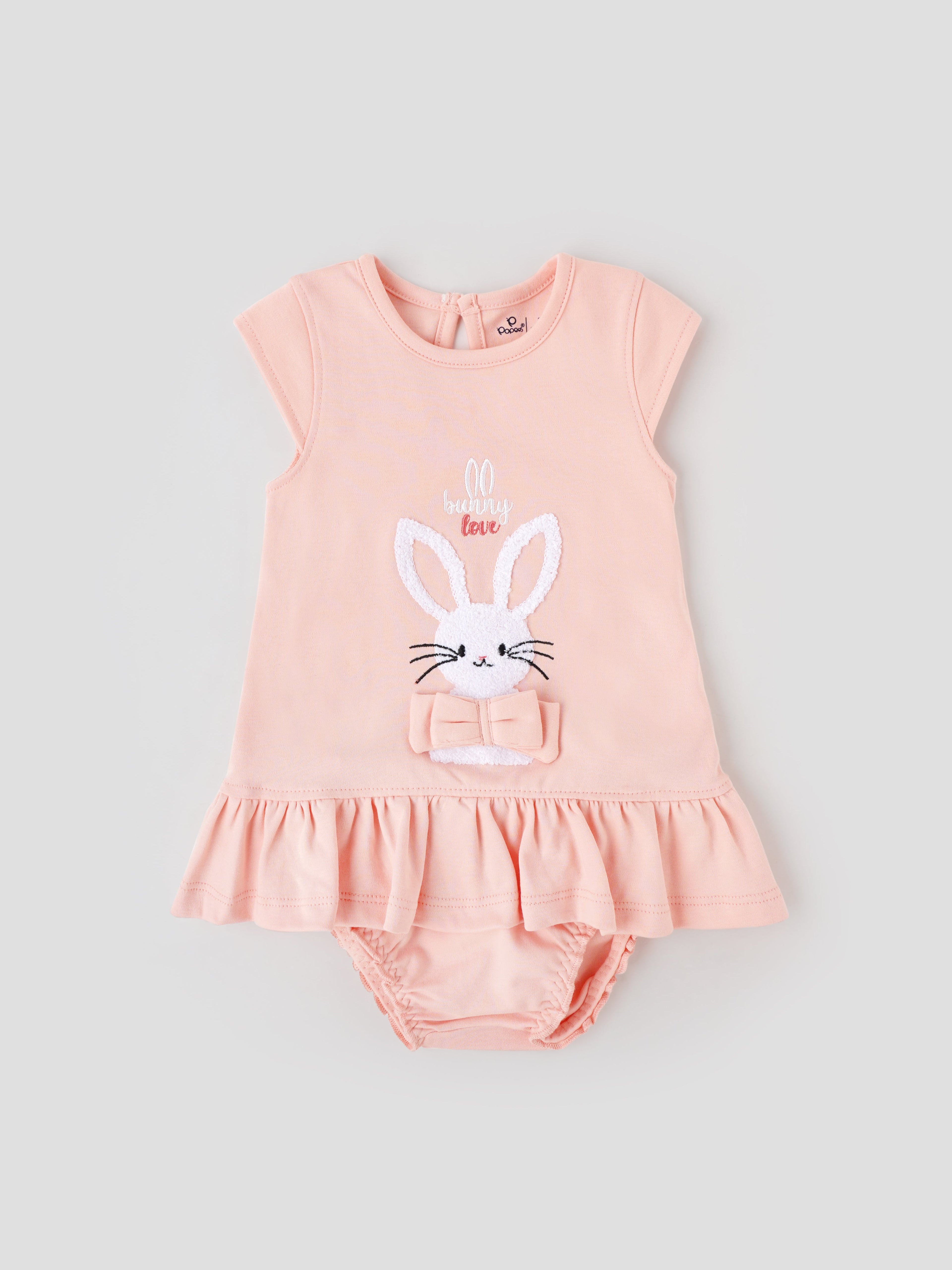 Popees Cute Bunny Design Cotton Dress (3–18 Months) for Baby Girls