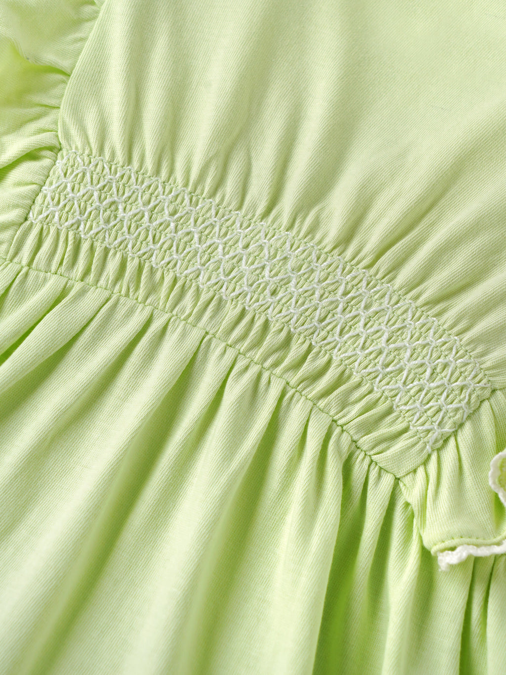 Popees Baby Girls Ruffle Sleeve Cotton Dress| Light Green| 6 - 24 Months