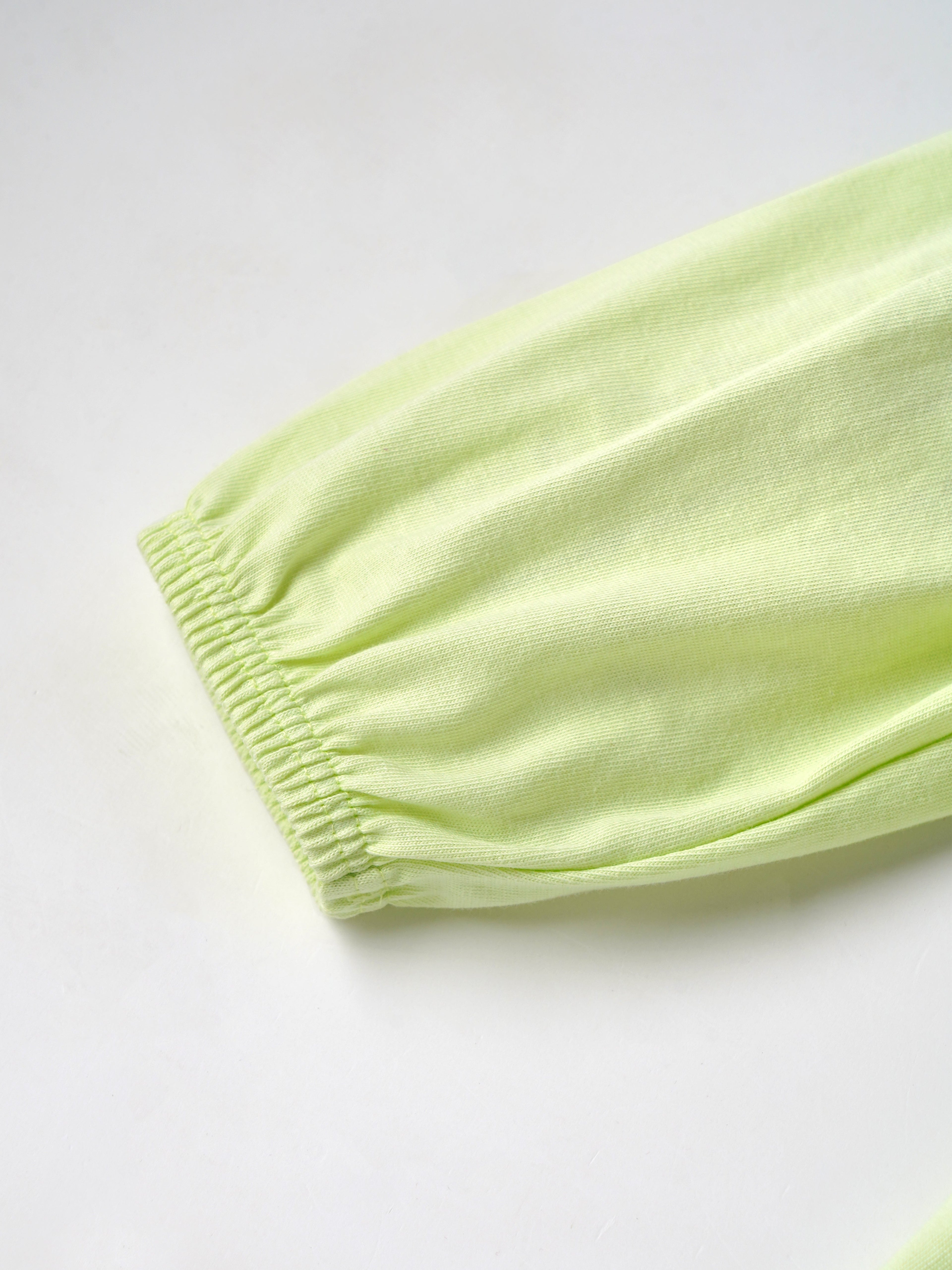 Popees Baby Girls Ruffle Sleeve Cotton Dress| Light Green| 6 - 24 Months