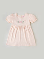 Popees Half Sleeve Dress Soft Cotton with Floral Embroidery (3–36 Months) for Baby Girls