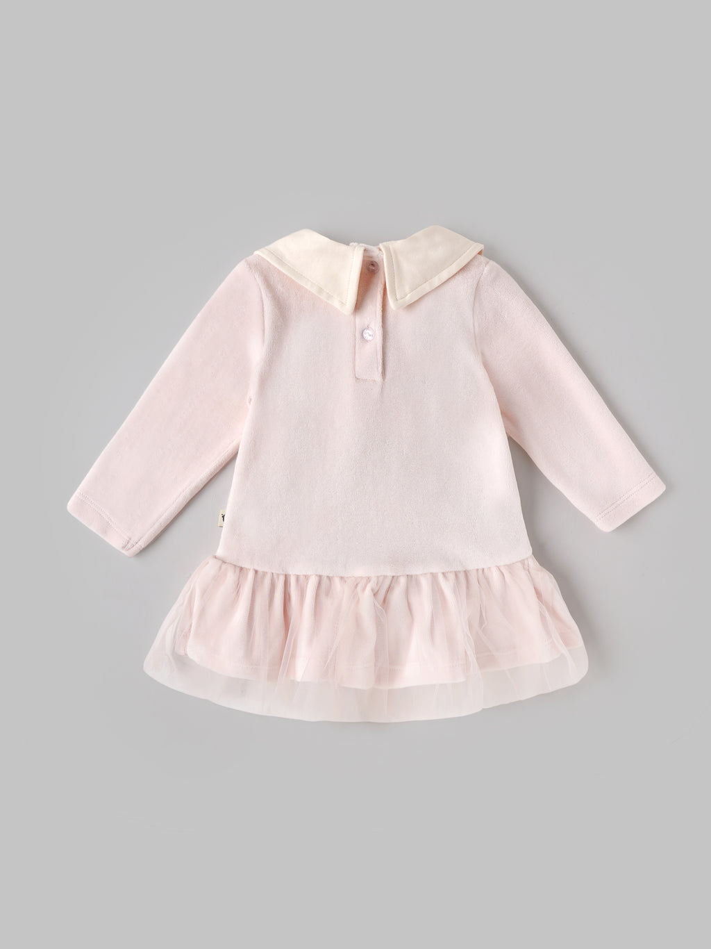 Popees Baby Girls Pink Embroidered Dress with Tulle Frills| 3-24 Months