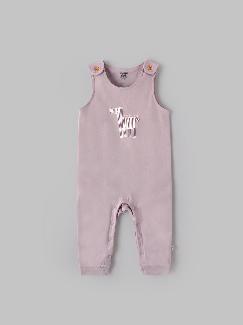 Popees Baby Girls Lavender Dungaree Set with Inner T-Shirt |Cotton Outfit (3M–24M)
