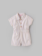 Popees Baby Girls Collared Cotton Jumpsuit| Multi-Color| 3-36 months