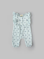 Popees Baby Girls Mint Green Floral Print Cotton Muslin Jumpsuit| 3–24 Months