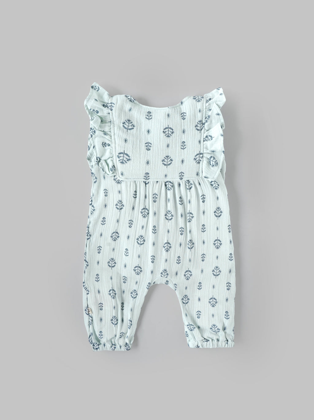Popees Baby Girls Mint Green Floral Print Cotton Muslin Jumpsuit| 3–24 Months