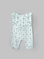 Popees Baby Girls Mint Green Floral Print Cotton Muslin Jumpsuit| 3–24 Months