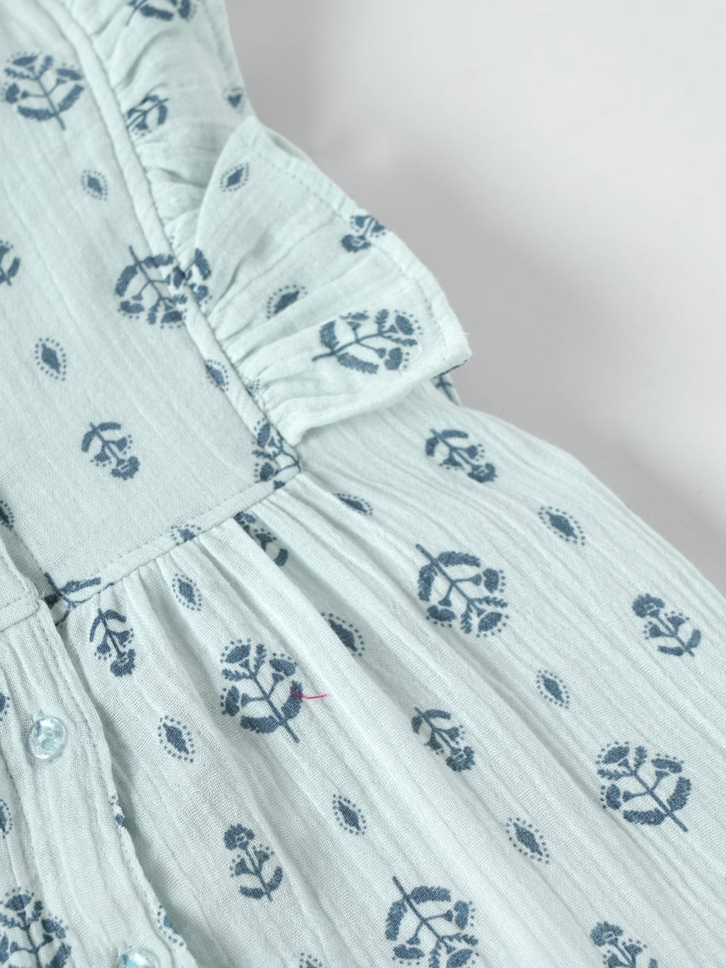 Popees Baby Girls Mint Green Floral Print Cotton Muslin Jumpsuit| 3–24 Months