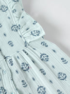 Popees Baby Girls Mint Green Floral Print Cotton Muslin Jumpsuit| 3–24 Months