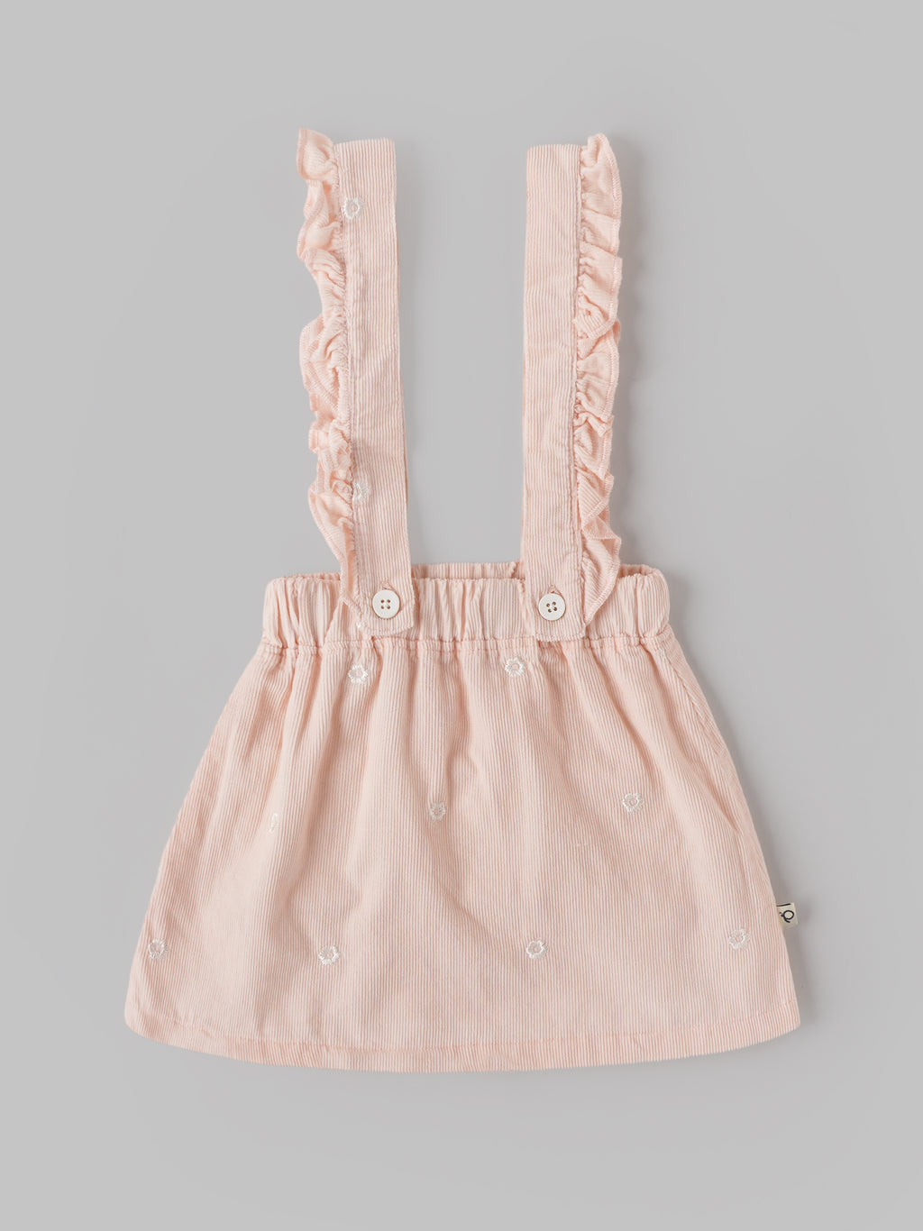 Popees Baby Girls Embroidered Pinafore Dress with Full Sleeve Top | Soft Cotton Corduroy Suspender Dress Set | Peach Pink | 3-24 Months
