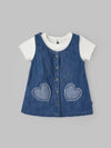 Popees Classic Denim Layered Dress with Heart Styling (3-36 Months) for Girls
