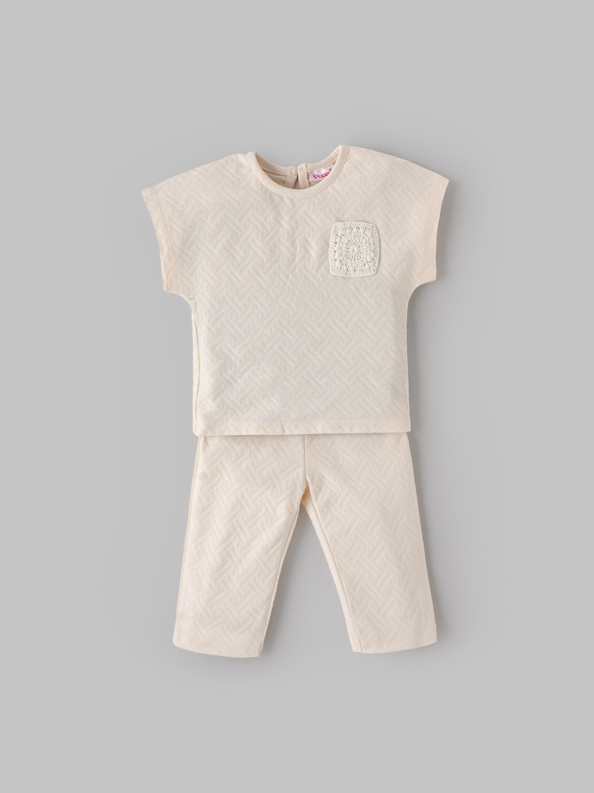 Popees Baby Girls Short Sleeve Cotton Co-ord Set| Cream| 3-24 Months - 3-6 M