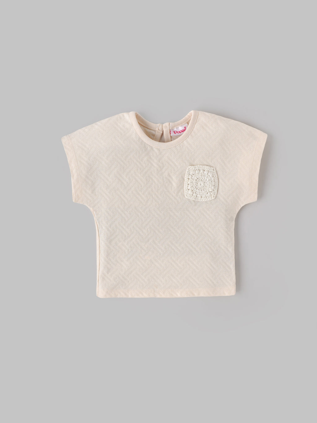 Popees Baby Girls Short Sleeve Cotton Co-ord Set| Cream| 3-24 Months