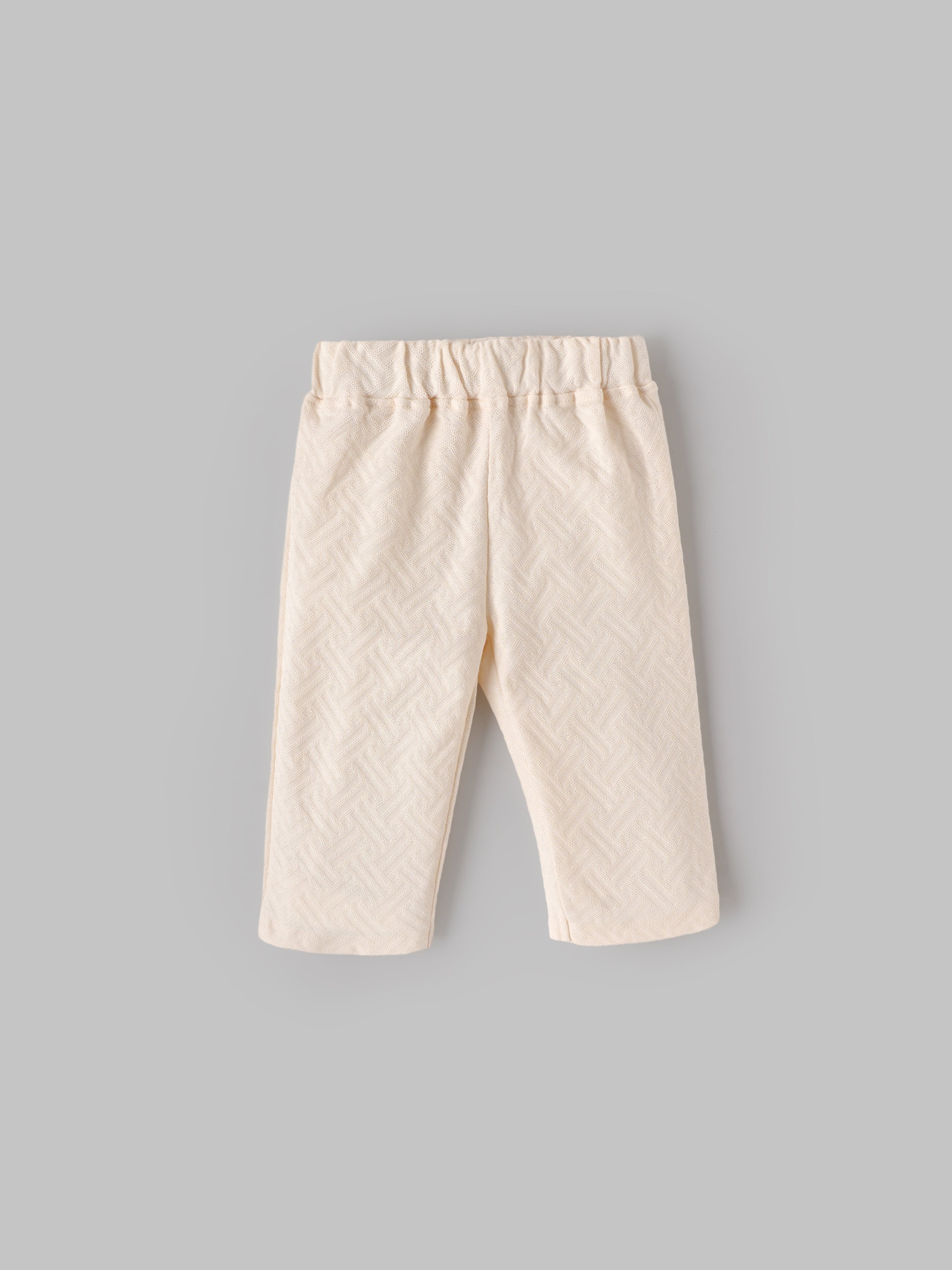 Popees Baby Girls Short Sleeve Cotton Co-ord Set| Cream| 3-24 Months