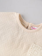 Popees Baby Girls Short Sleeve Cotton Co-ord Set| Cream| 3-24 Months