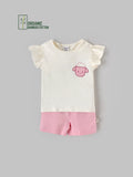 Popees Girls Half-Sleeve Shoulder Open Co-ord Set (3-24 Months) Made of Organic Bamboo Cotton Fabric