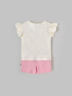 Popees Girls Half-Sleeve Shoulder Open Co-ord Set (3-24 Months) Made of Organic Bamboo Cotton Fabric