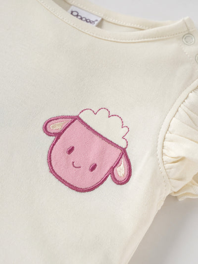 Popees Girls Half-Sleeve Shoulder Open Co-ord Set (3-24 Months) Made of Organic Bamboo Cotton Fabric