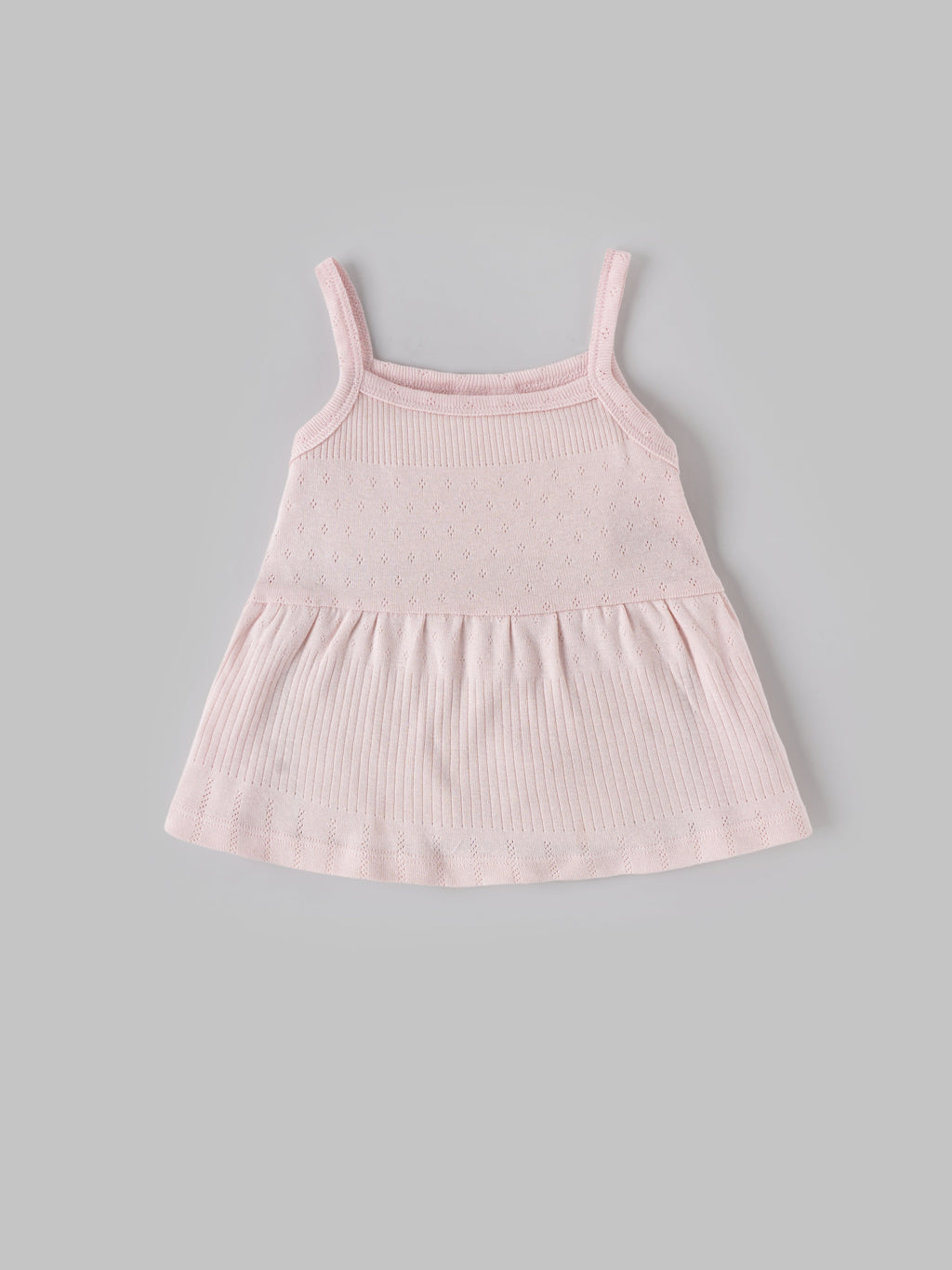 Popees Baby Girls Pointelle Knit Sleeveless Top & Ruffle Hem Shorts Set| Pink| 3 to 24 Months