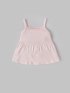 Popees Baby Girls Pointelle Knit Sleeveless Top & Ruffle Hem Shorts Set| Pink| 3 to 24 Months