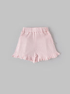 Popees Baby Girls Pointelle Knit Sleeveless Top & Ruffle Hem Shorts Set| Pink| 3 to 24 Months