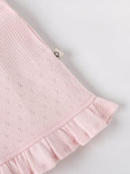Popees Baby Girls Pointelle Knit Sleeveless Top & Ruffle Hem Shorts Set| Pink| 3 to 24 Months