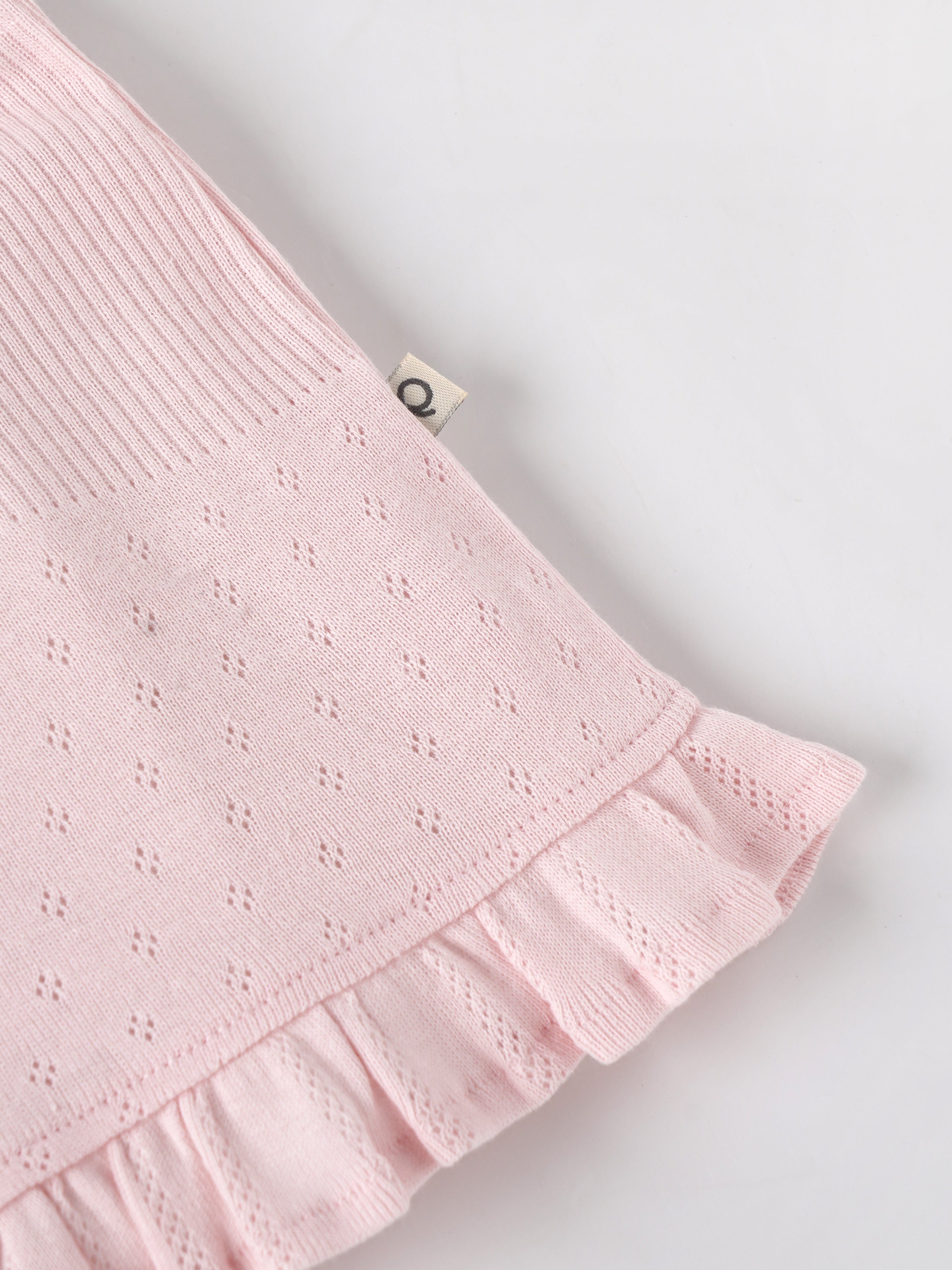 Popees Baby Girls Pointelle Knit Sleeveless Top & Ruffle Hem Shorts Set| Pink| 3 to 24 Months