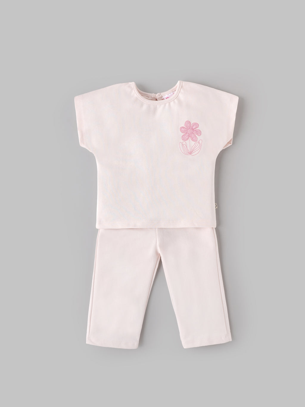 Popees Baby Girls Cotton Top & Pants Set | Light Pink | Embroidered Design | Soft & Comfortable | 3–24 Months