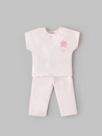 Popees Baby Girls Cotton Top & Pants Set | Light Pink | Embroidered Design | Soft & Comfortable | 3–24 Months