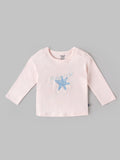 Popees Baby Girls Cotton Full Sleeve T-Shirt | Light Pink Super Star Print | 3-24 Months