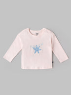 Popees Baby Girls Cotton Full Sleeve T-Shirt | Light Pink Super Star Print | 3-24 Months
