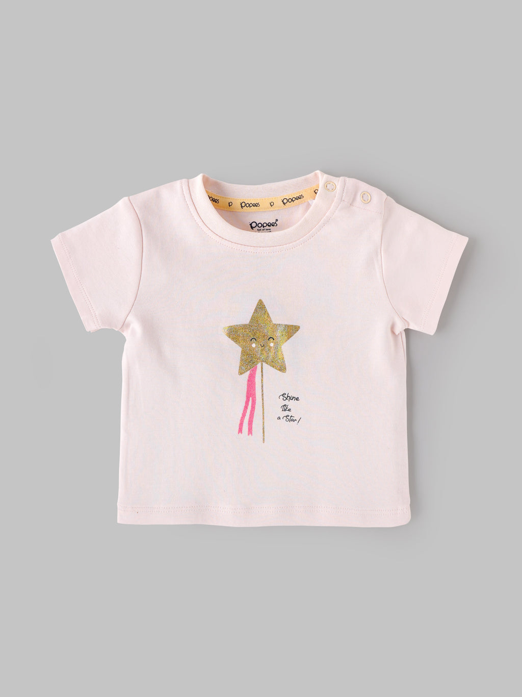 Popees Baby Girls Light Peach Pink T-Shirt | Daily Wear Cotton (3 M to 24 M)