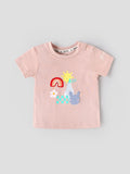 Popees Baby Girls Peach Printed Cotton T-Shirt |Graphic Top (3M–36M)