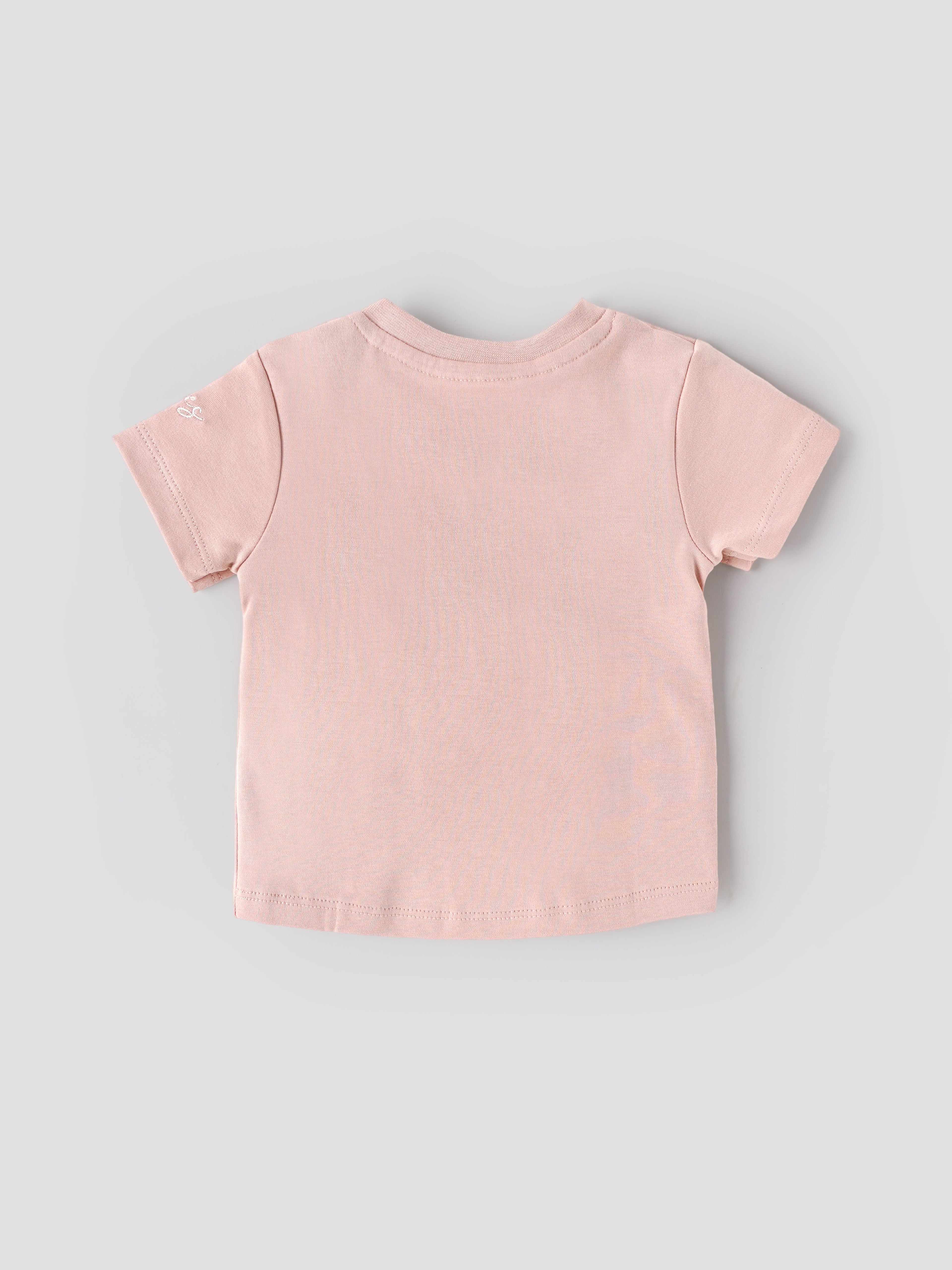 Popees Baby Girls Peach Printed Cotton T-Shirt |Graphic Top (3M–36M)