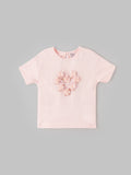 Popees Soft Pink Floral Applique Design T-Shirt Cute & Adorable Heart Design(3–36 Months) for Baby Girls