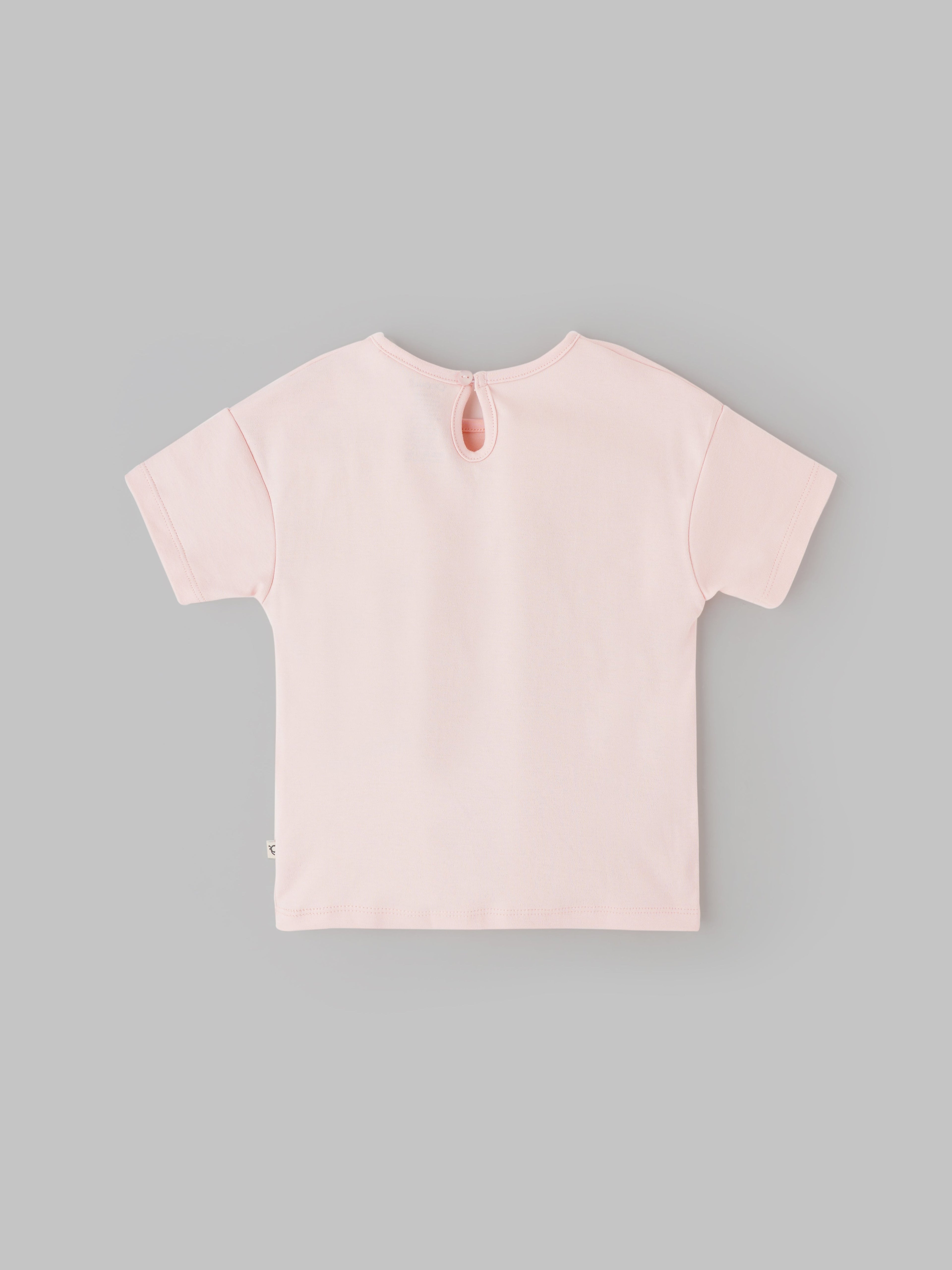 Popees Soft Pink Floral Applique Design T-Shirt Cute & Adorable Heart Design(3–36 Months) for Baby Girls