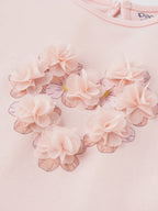 Popees Soft Pink Floral Applique Design T-Shirt Cute & Adorable Heart Design(3–36 Months) for Baby Girls