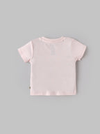 Popees Baby Girls Smiley Print Cotton T-Shirt| Pastel Pink| 3-24 Months