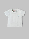 Popees Baby Girls Mint Green Cotton Knit T-Shirt|Pointelle Short Sleeve Top with Shoulder Snaps (3M–24M)