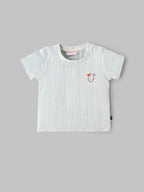 Popees Baby Girls Mint Green Cotton Knit T-Shirt|Pointelle Short Sleeve Top with Shoulder Snaps (3M–24M)