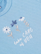 Popees Baby Girls Short Puff Sleeves Cotton Top| Blue| 3-36 Months