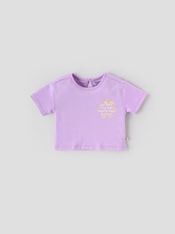 Popees Soft & Stylish Chest Letter Printed T-Shirt (3–24Months) for Baby Girls