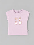 Popees Baby Girls Pink Sleeveless Top with Cute Cartoon Print | Round Neck Casual Wear |3-24 Months