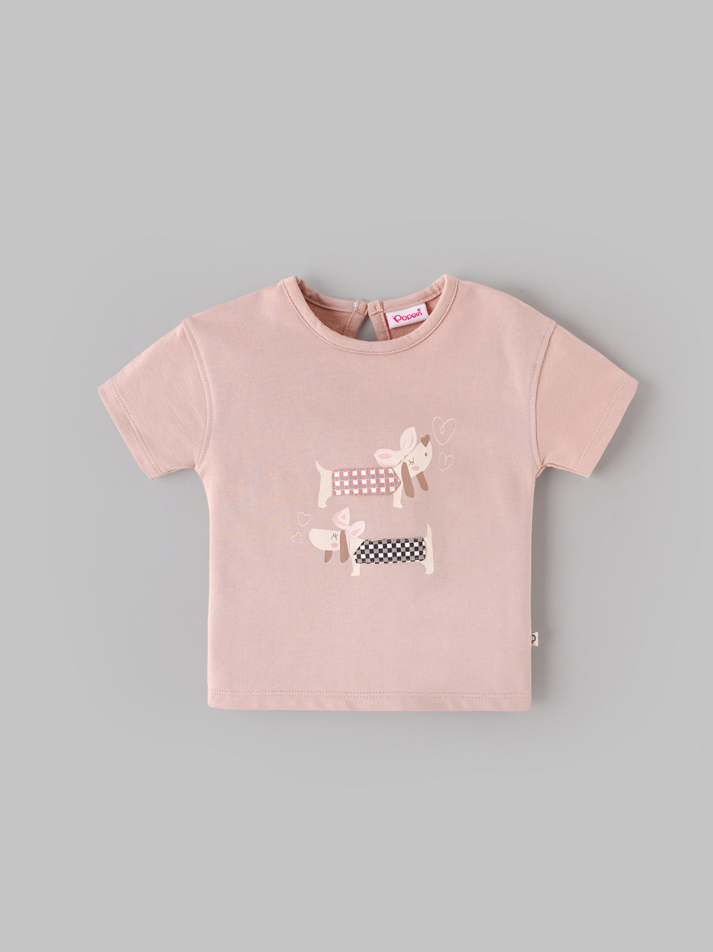Popees Baby Girls Half Sleeve Cotton Top| Rose Smoke | 3-24 Months