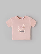 Popees Baby Girls Half Sleeve Cotton Top| Rose Smoke | 3-24 Months